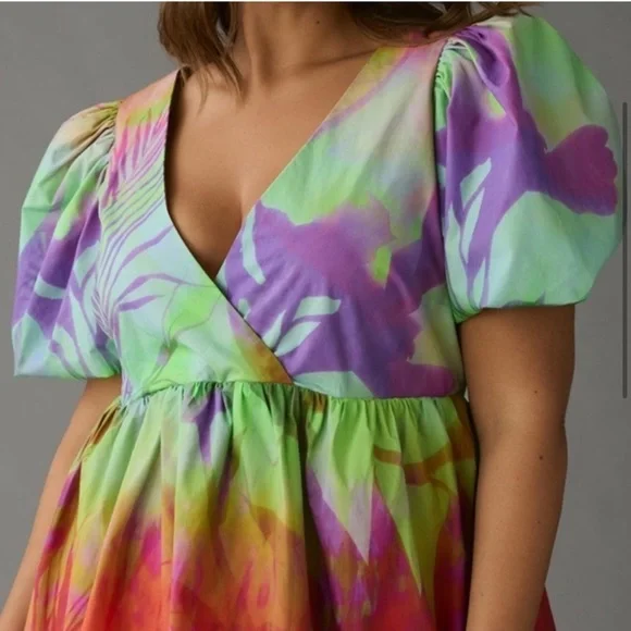 Plenty By Tracy Reese | Anthropologie Tie Dye Printed Dress Sz S NWT MSRP $248 - Picture 3 of 6